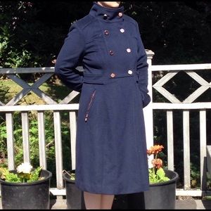 Eliza J Long Wool Navy Military coat